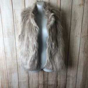 Ivory and Light Pink  Faux Fur Open Vest
